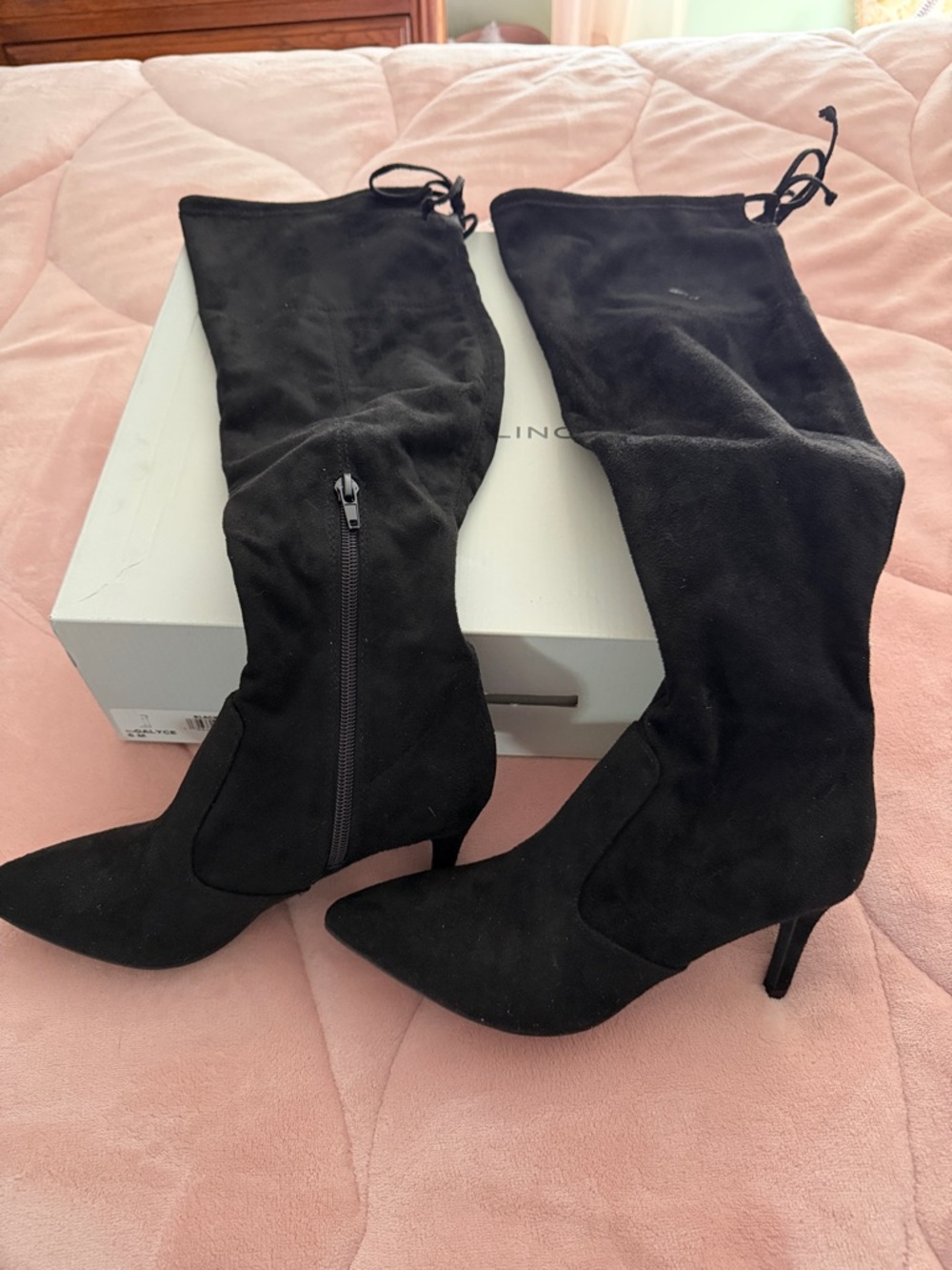 Bandalino Black Over-the-Knee Pointed Toe Stiletto Boots
